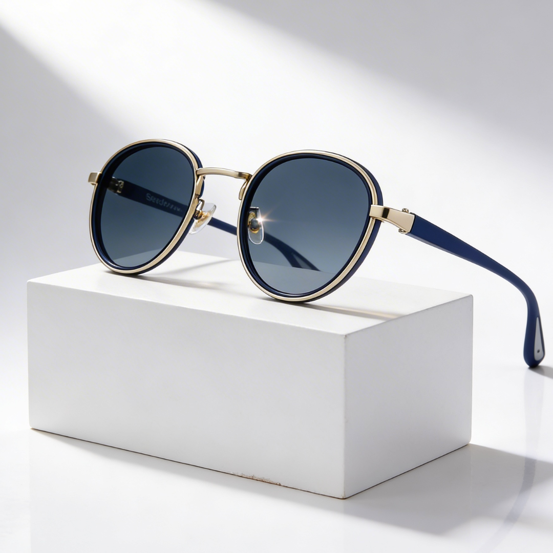 Metal Rim Round-Lens Sunglasses