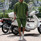 Men's Casual Solid Color Two-Piece Shorts Set