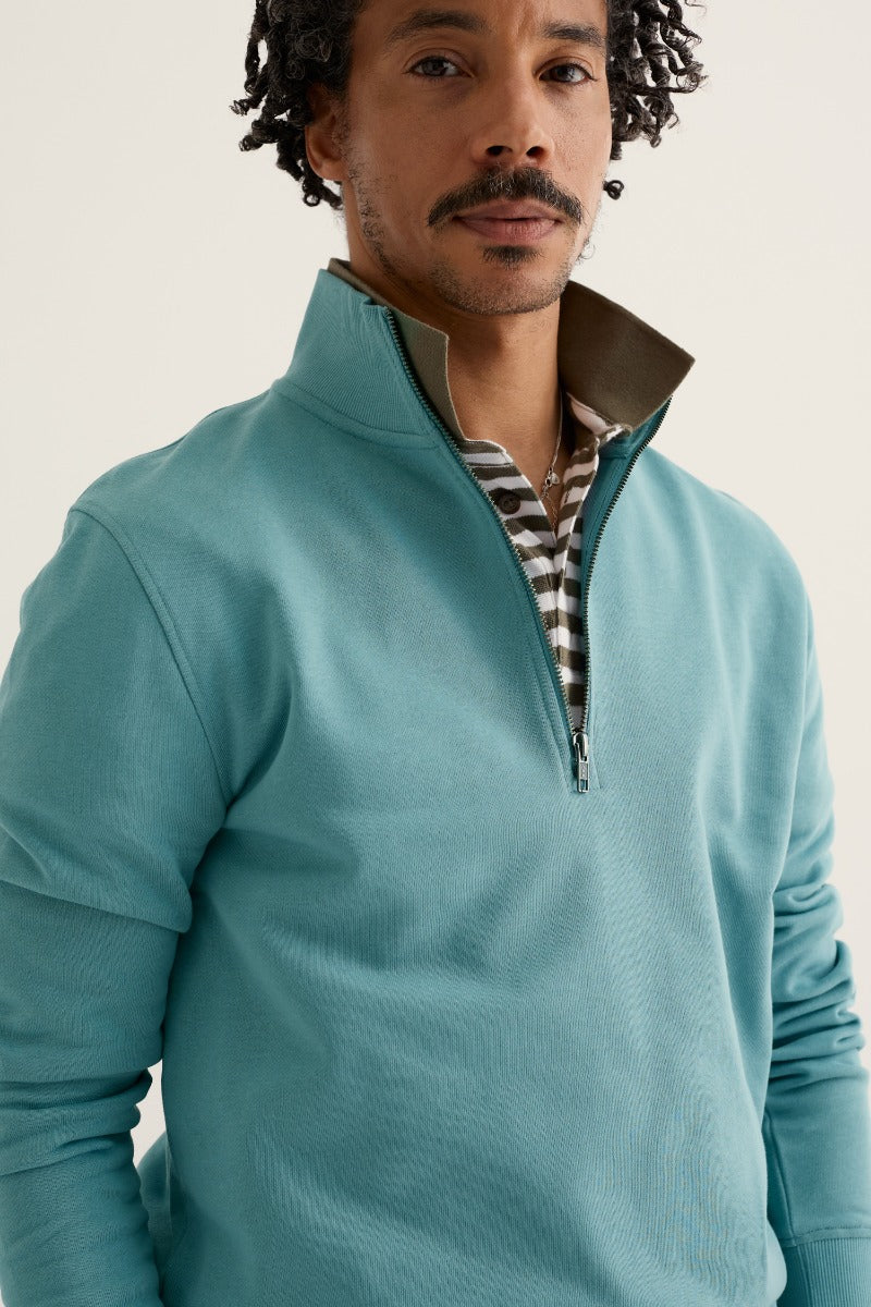 Men's Wood Moss Quarter Zip Sweatshirt