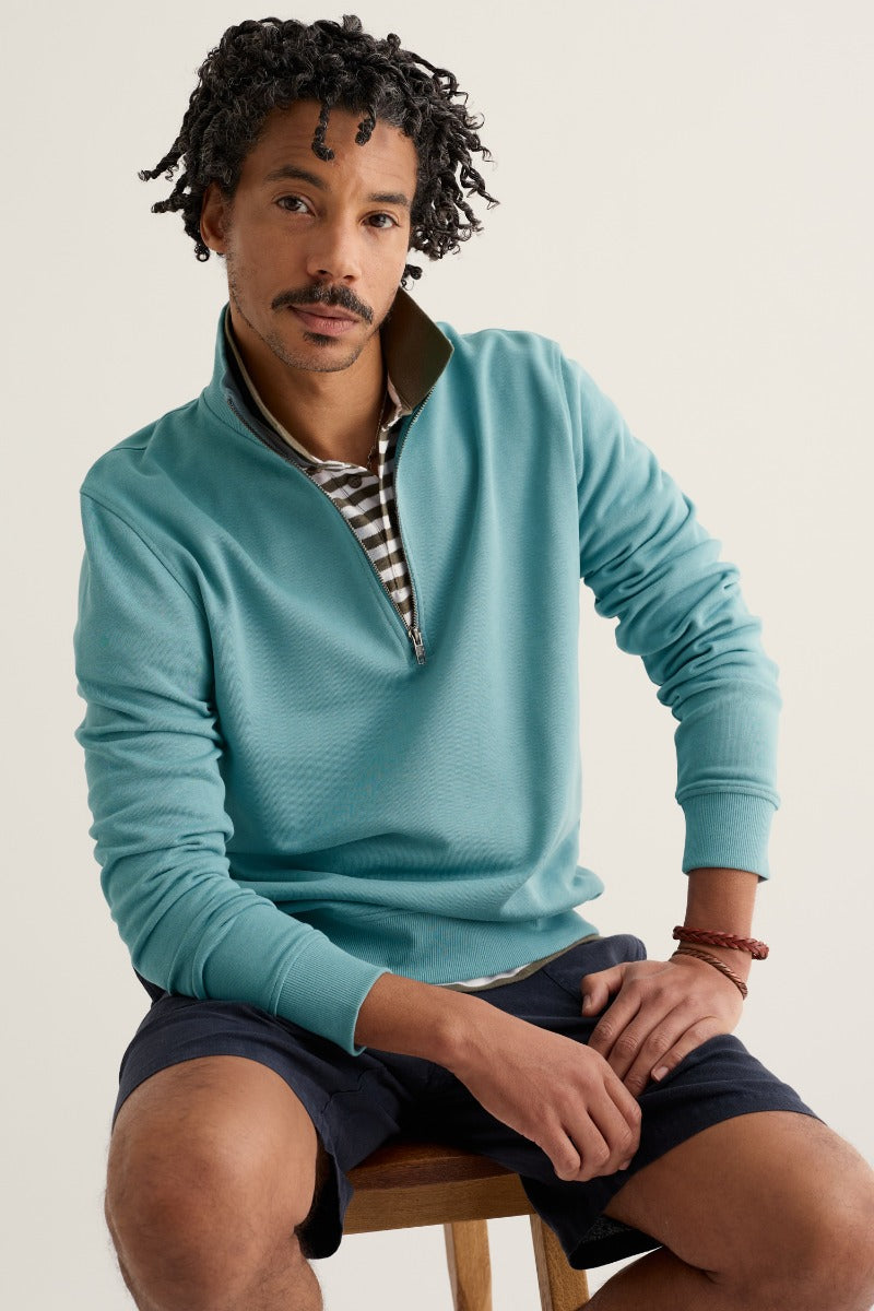 Men's Wood Moss Quarter Zip Sweatshirt