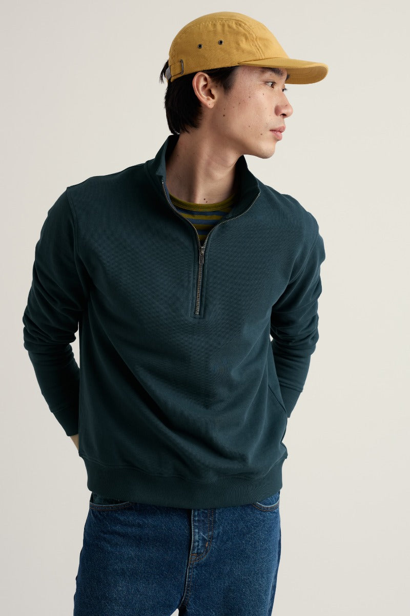 Men's Wood Moss Quarter Zip Sweatshirt