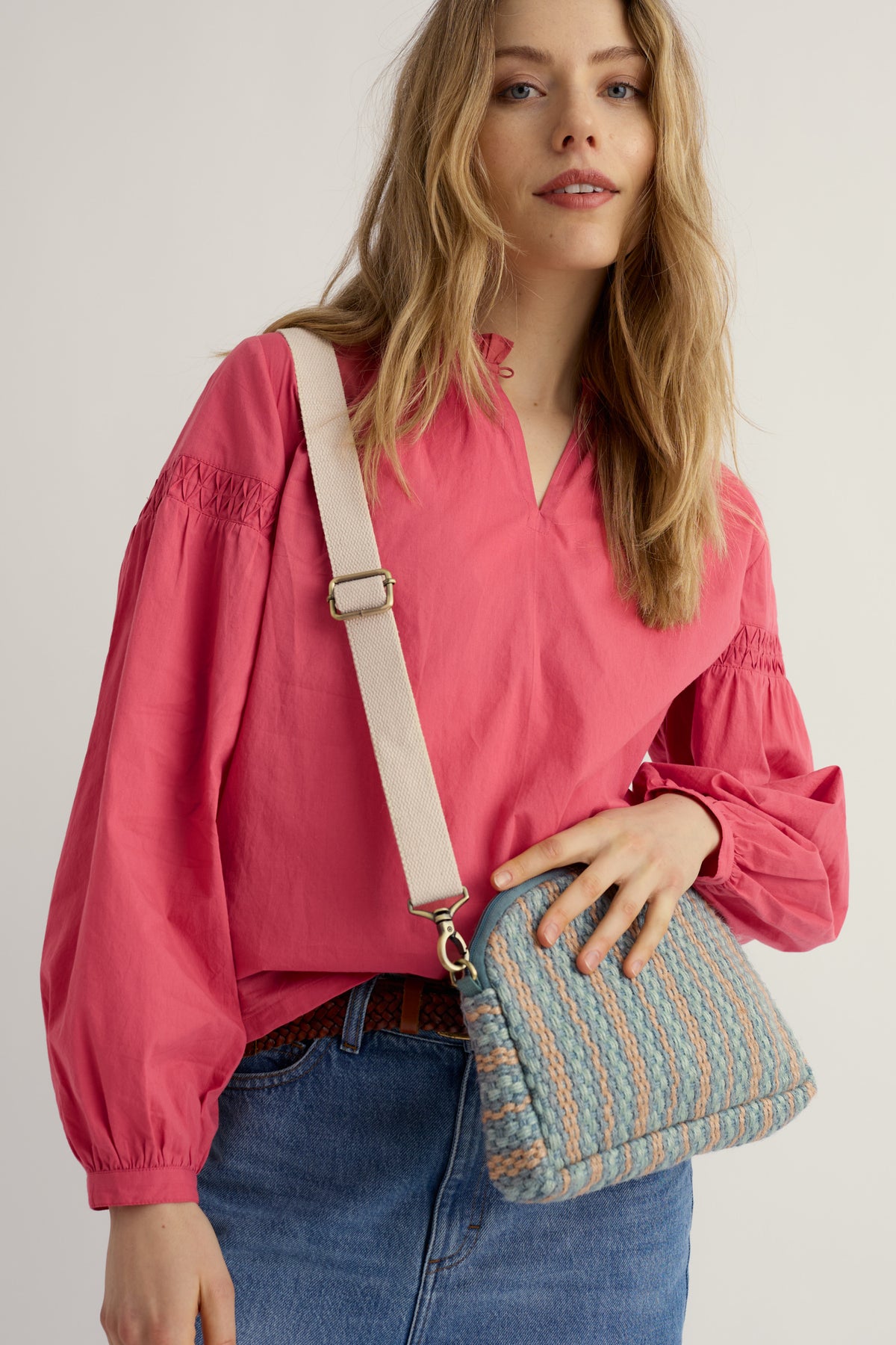 Flourish Jute Striped Crossbody Bag