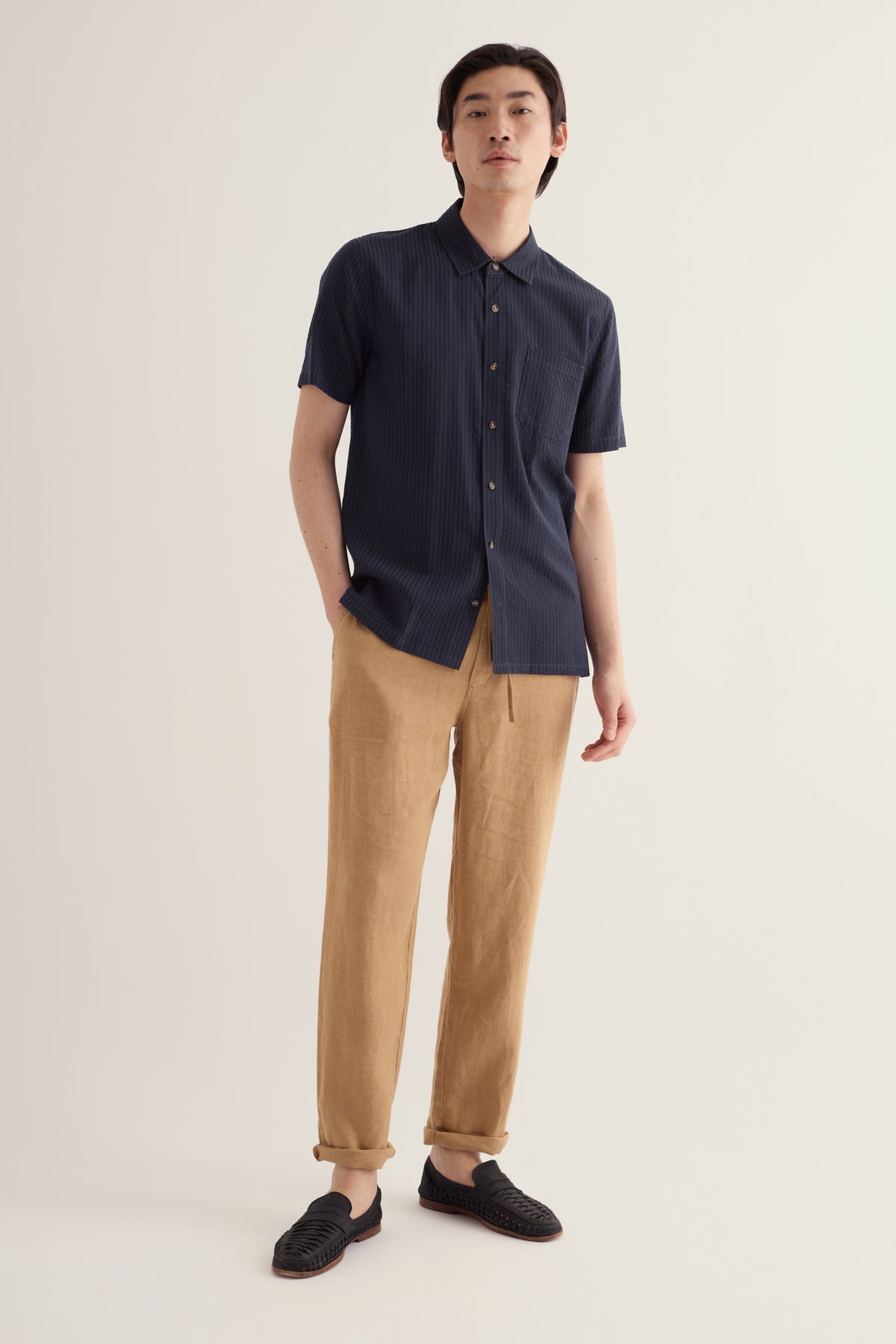 Men's Yestin Short Sleeve Lyocell Blend Stripe Shirt