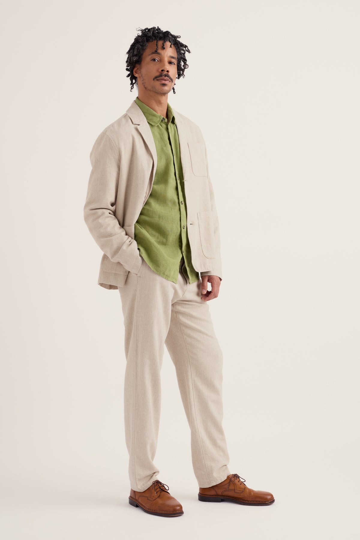 Men's Messack Undyed Cotton-Linen Trousers