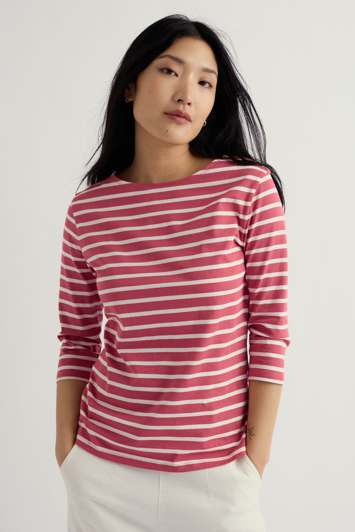 Sailor 3/4 Sleeve Top in GOTS-Certified Organic Cotton Jersey
