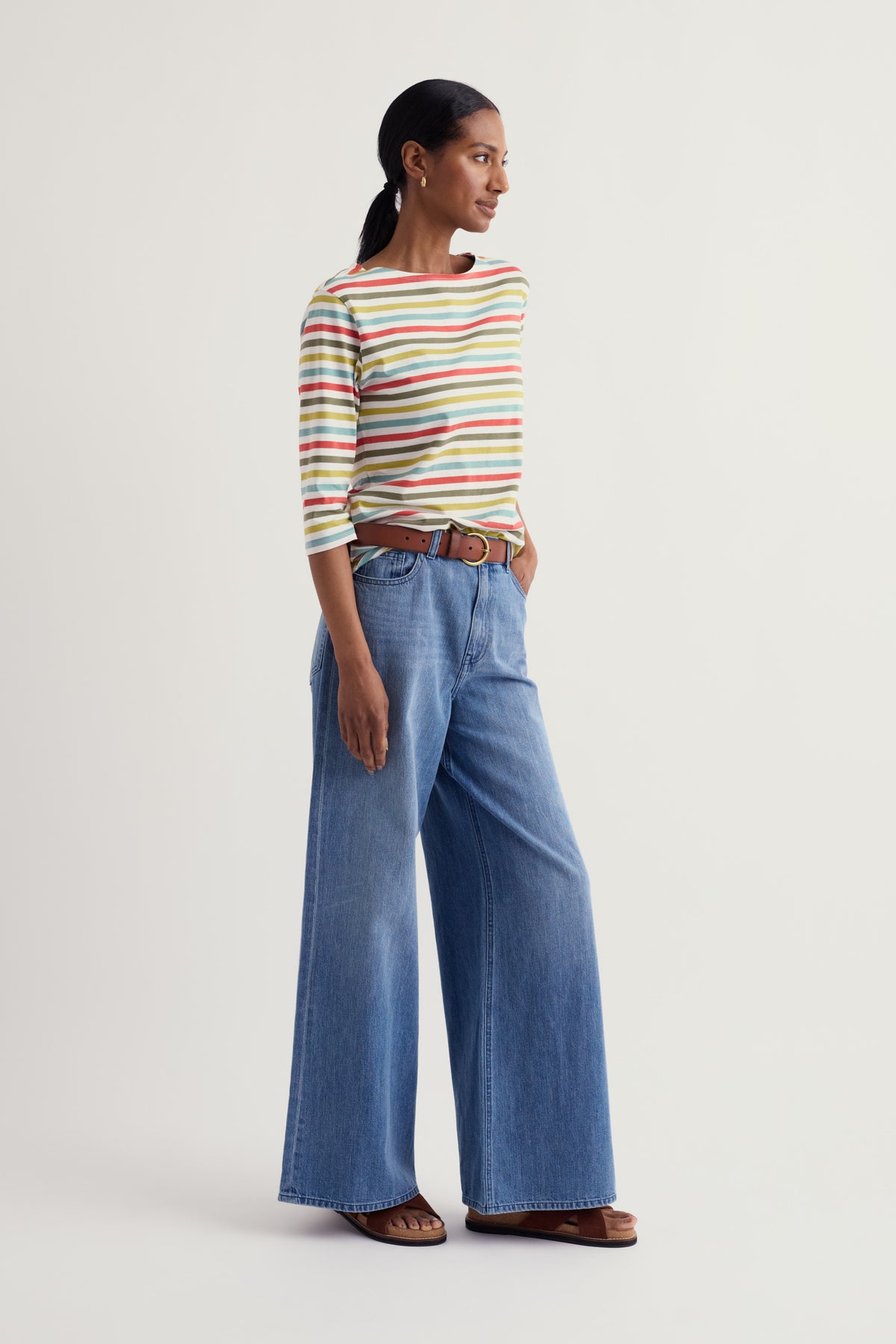 Sailor 3/4 Sleeve Top in GOTS-Certified Organic Cotton Jersey