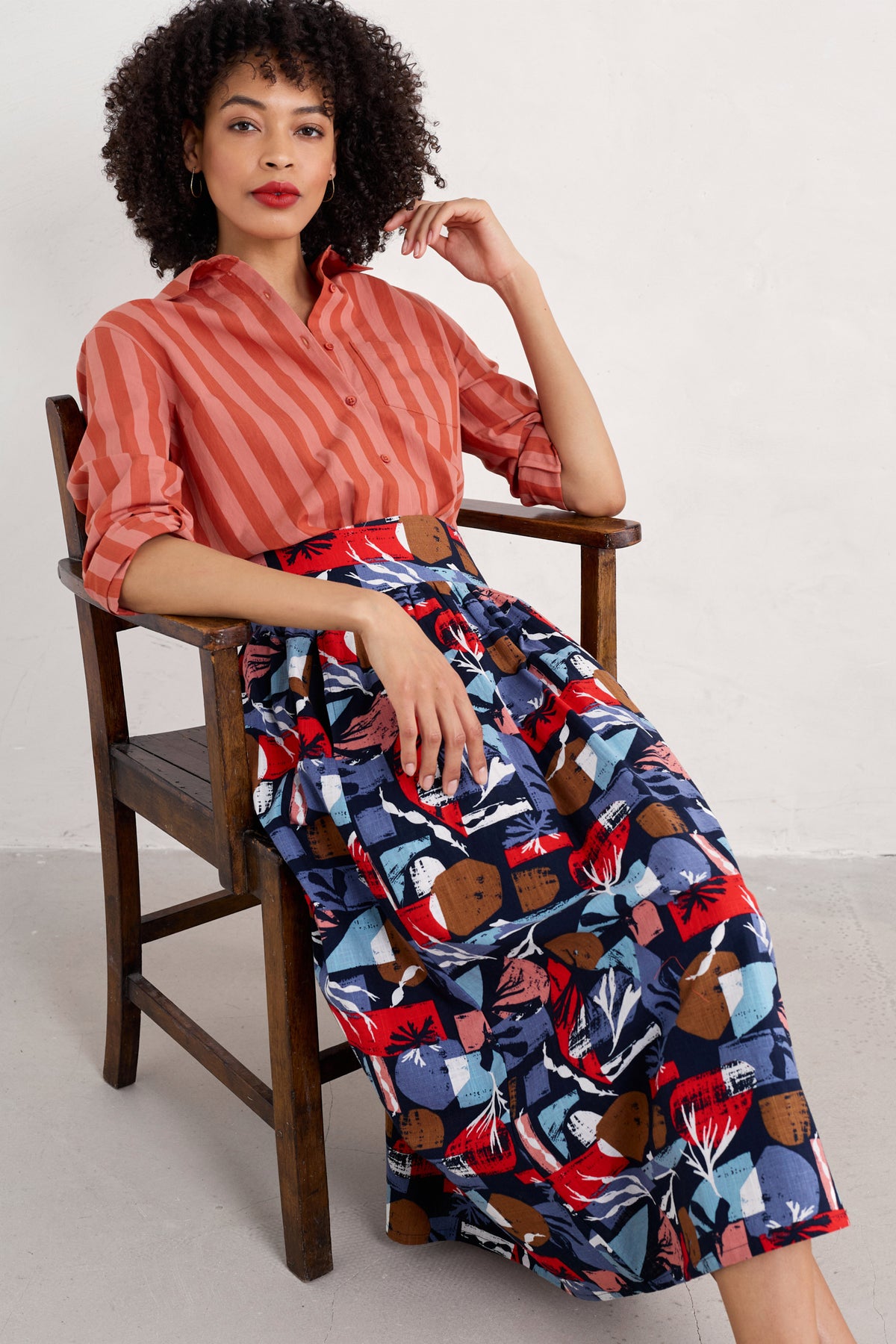 Mevagissey Midi Skirt in Organic Cotton