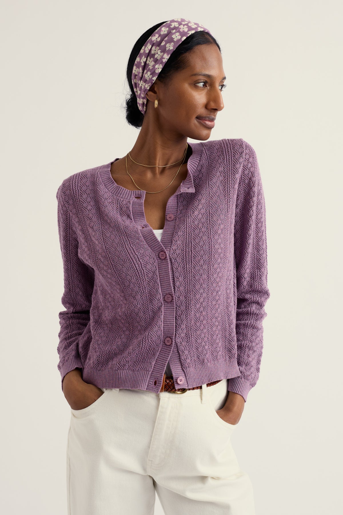 Willowing Pointelle Organic Cotton Cardigan
