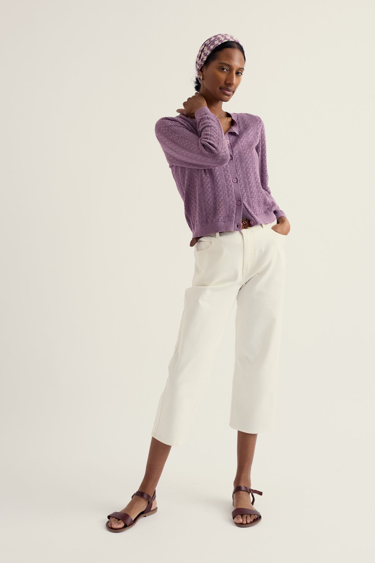 Willowing Pointelle Organic Cotton Cardigan