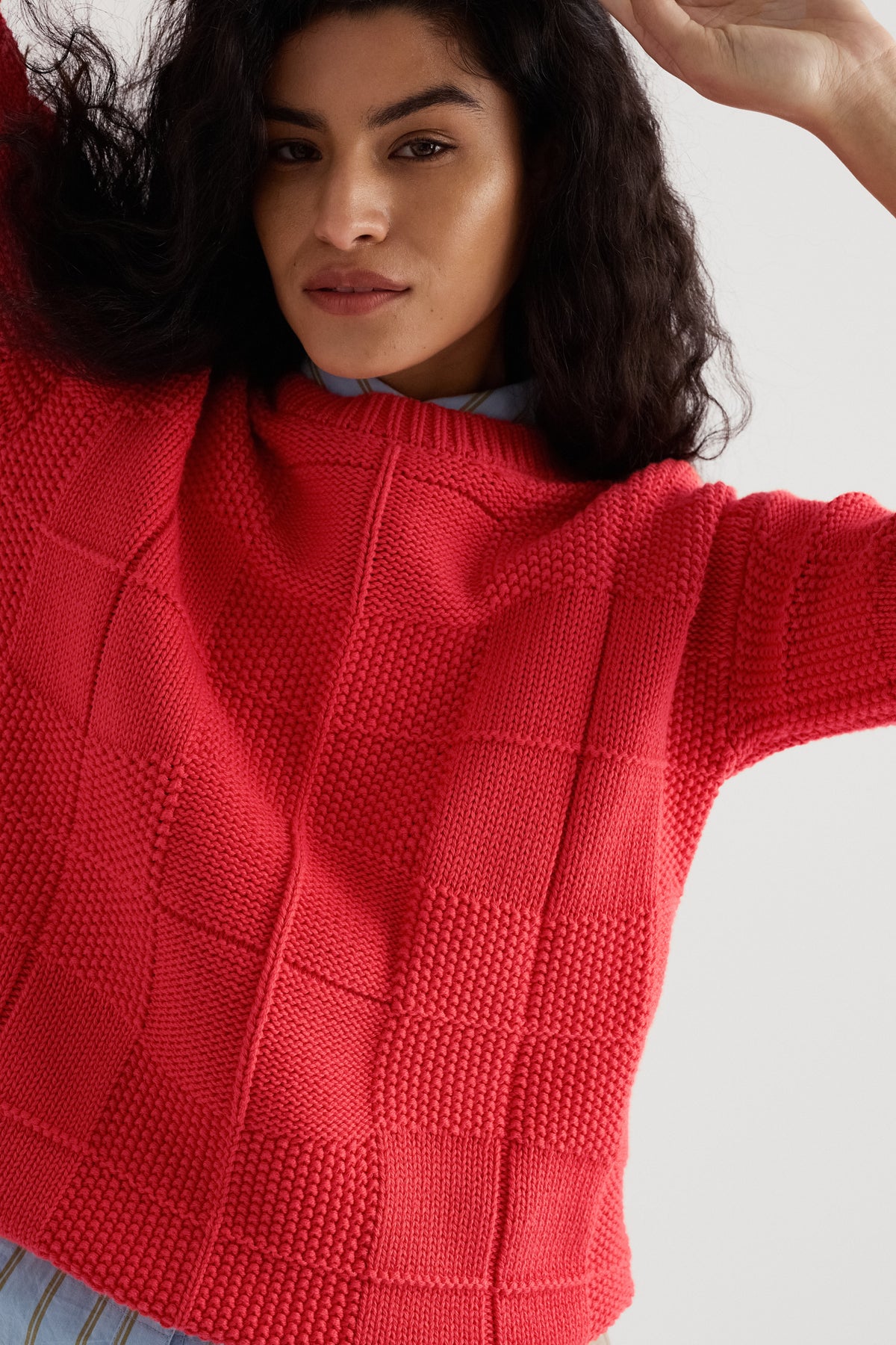 Hedge Rock Mixed Stitch Crew Neck Jumper