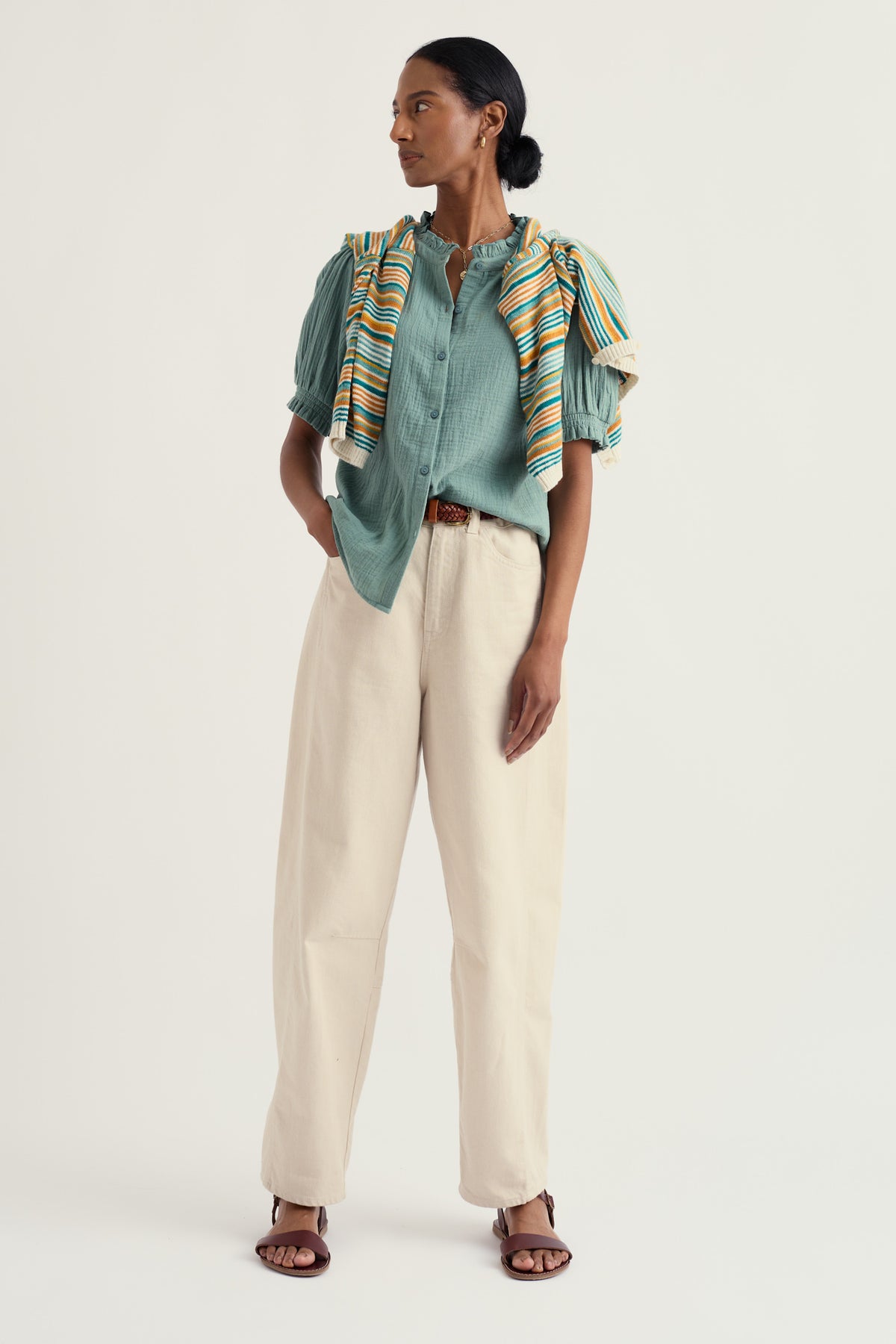 Shore Path Frilled Shirt in GOTS Organic Cotton
