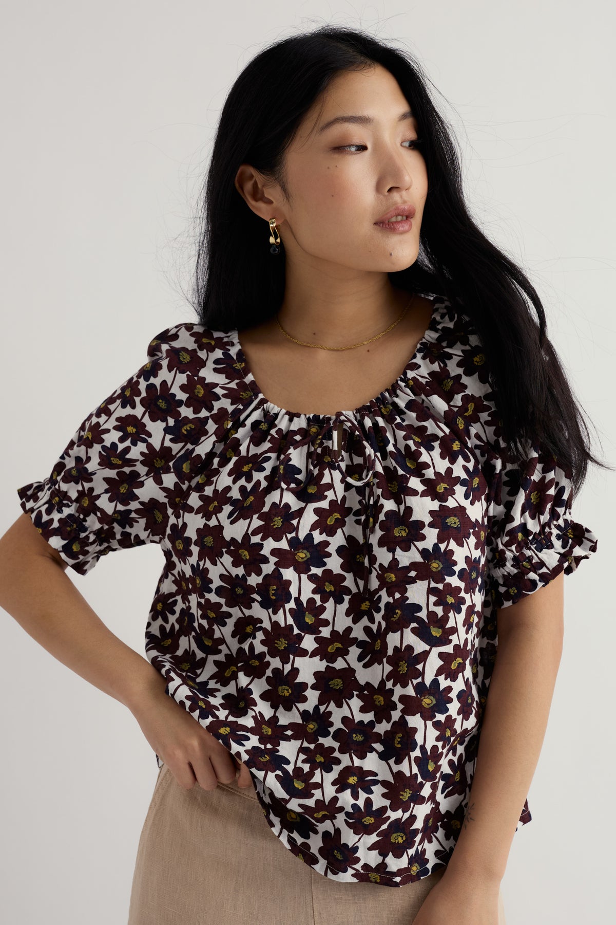 Ceanothus Half-Sleeve Scoop Neck Top