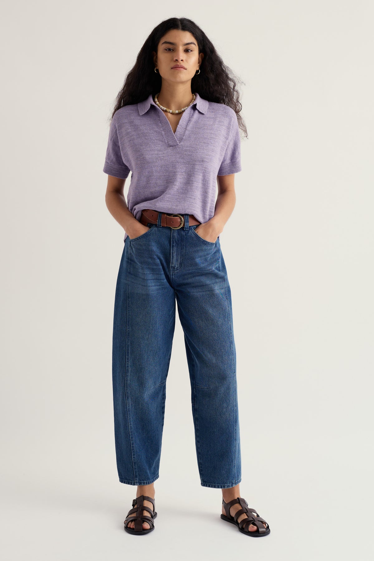 Gwynver Knitted Short Sleeve Top Made With Linen & Organic Cotton