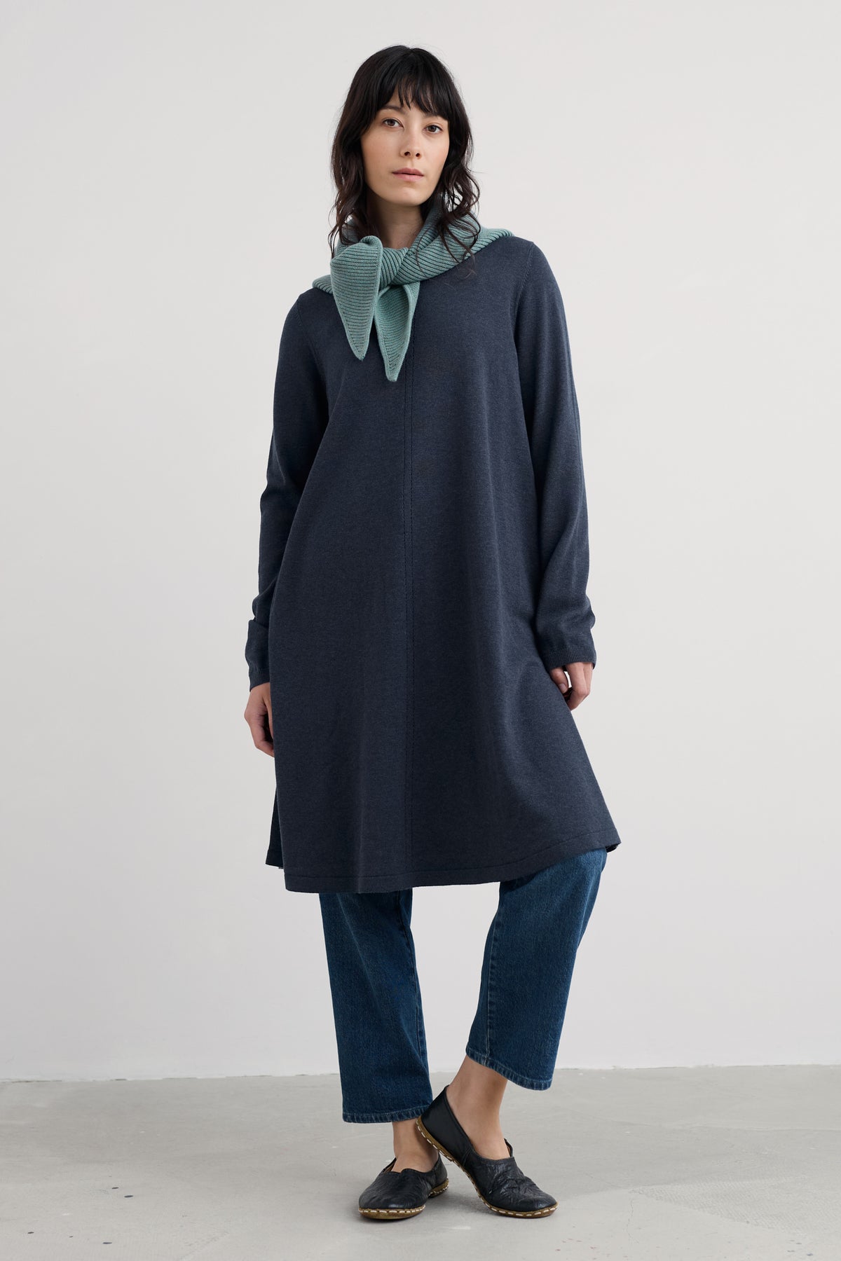 Poltreen Knee Length Dress in GOTS-Certified Organic Cotton