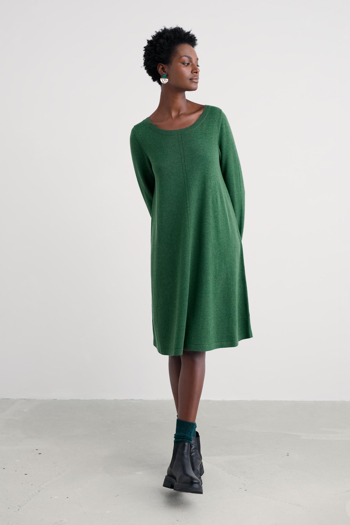 Poltreen Knee Length Dress in GOTS-Certified Organic Cotton
