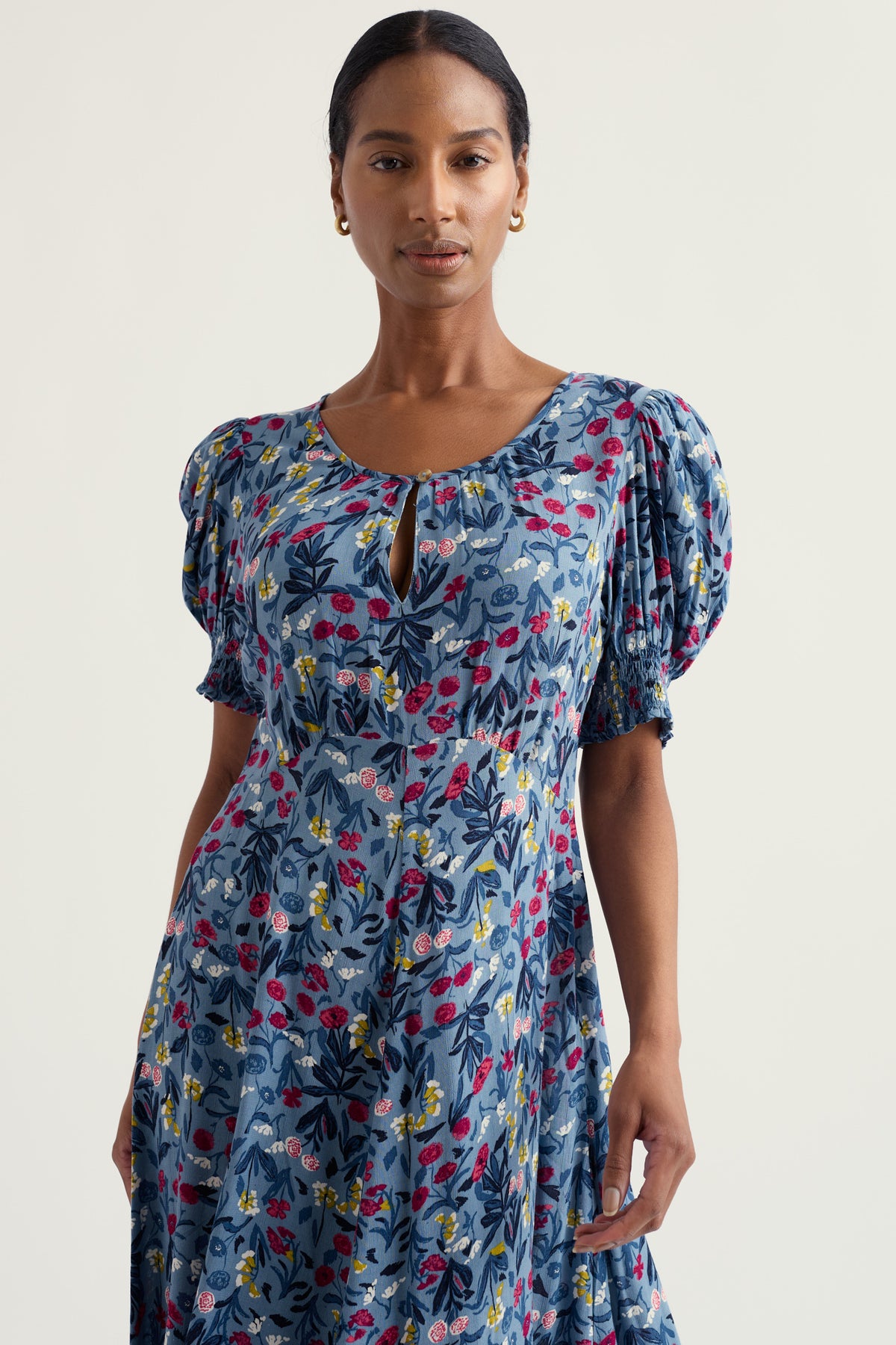 Marsh Violet Short Sleeve Empire Line Dress