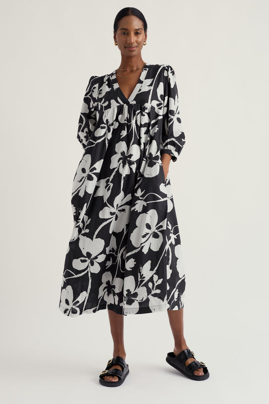 Earth Colours Poplin Midi Dress in GOTS Organic Cotton