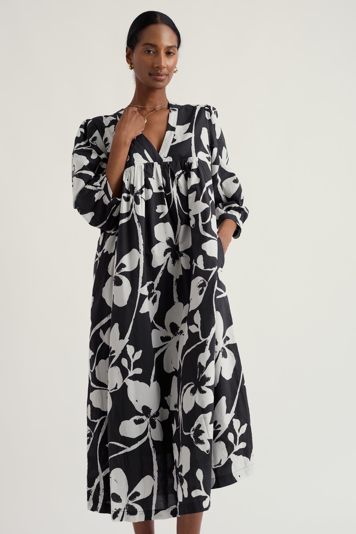 Earth Colours Poplin Midi Dress in GOTS Organic Cotton