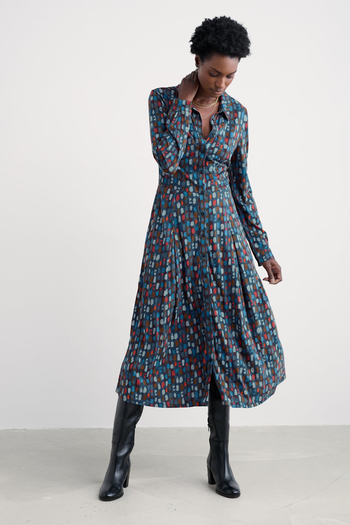 Coastline Jersey Shirt Dress