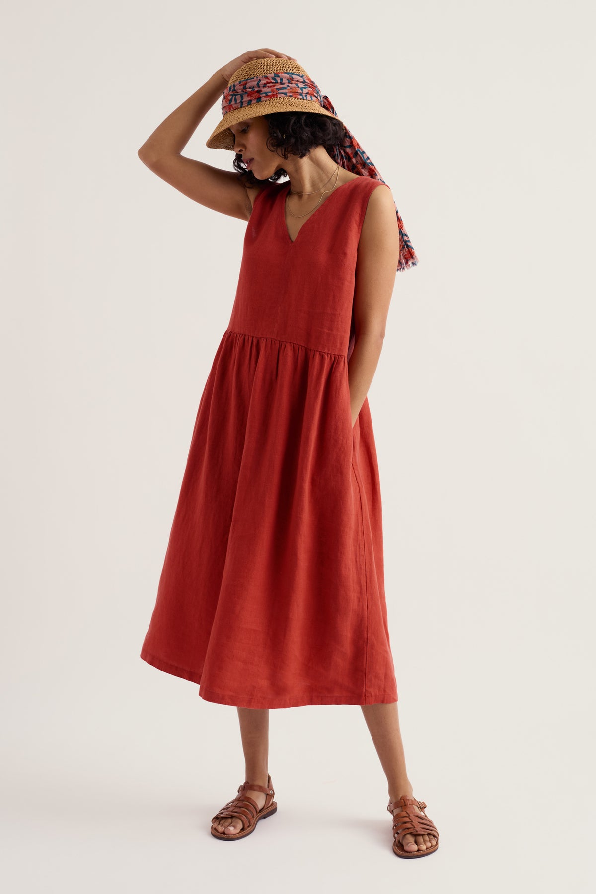 Lowland Heather Sleeveless Linen Dress