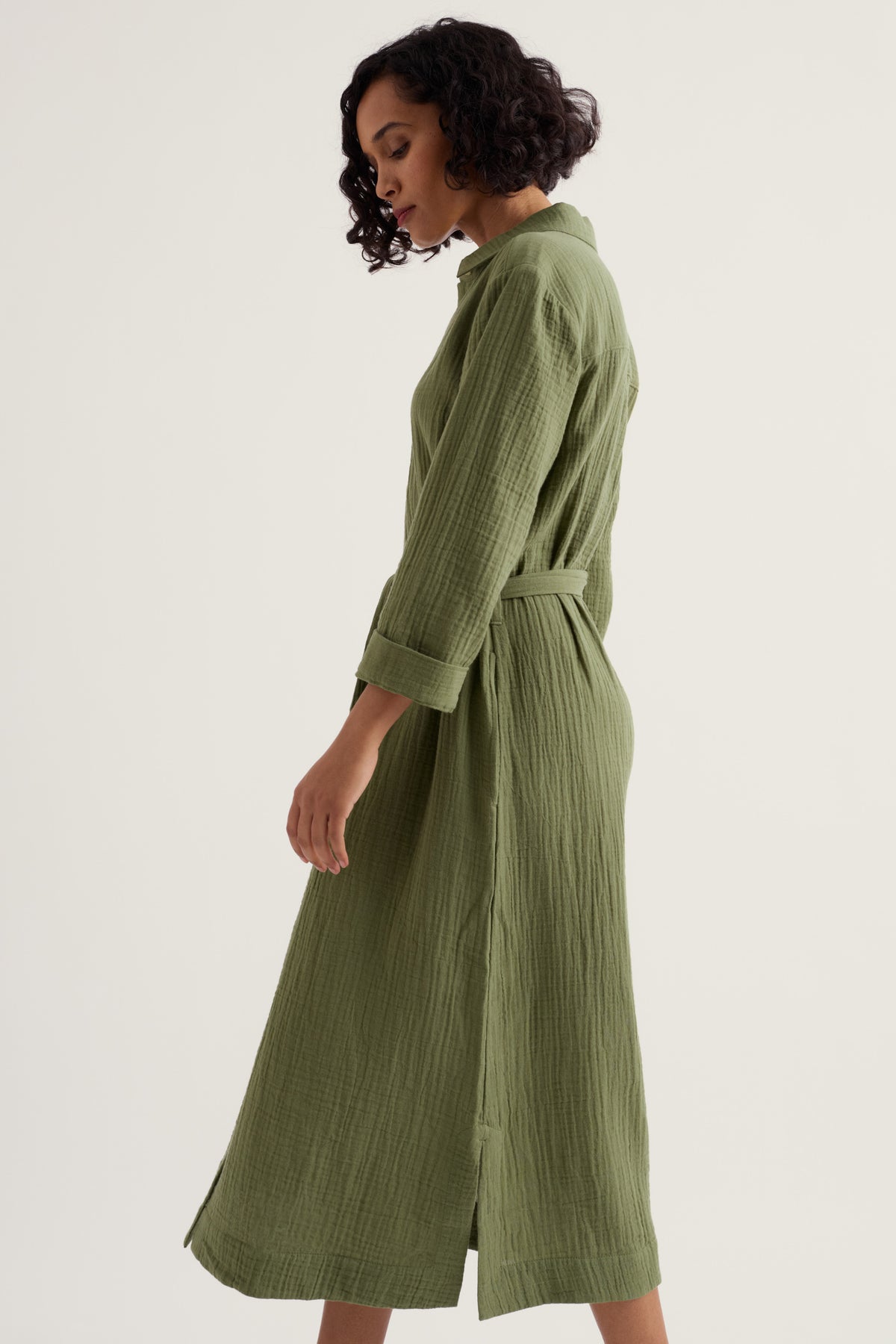 Whitsand Cove Midi Shirt Dress in GOTS Organic Cotton