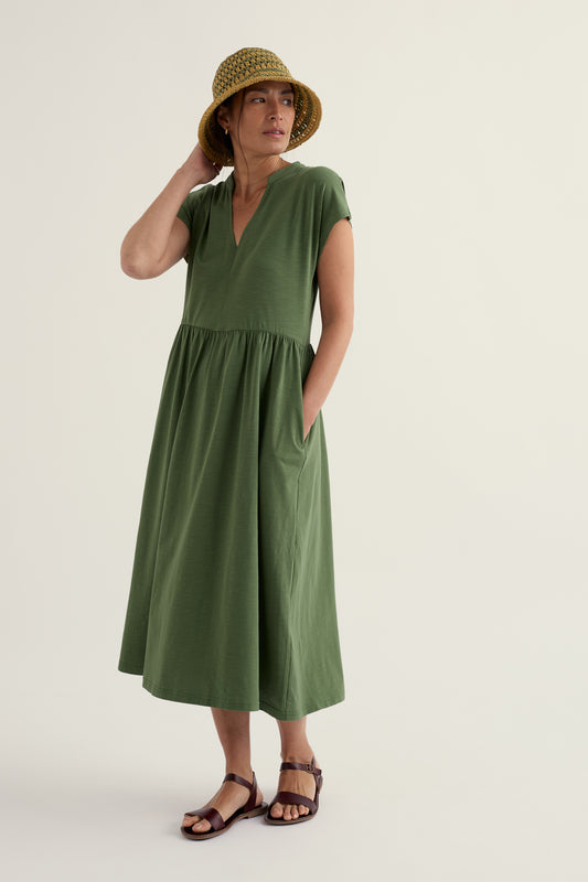 Zinnia Short Sleeve Jersey Midi Dress