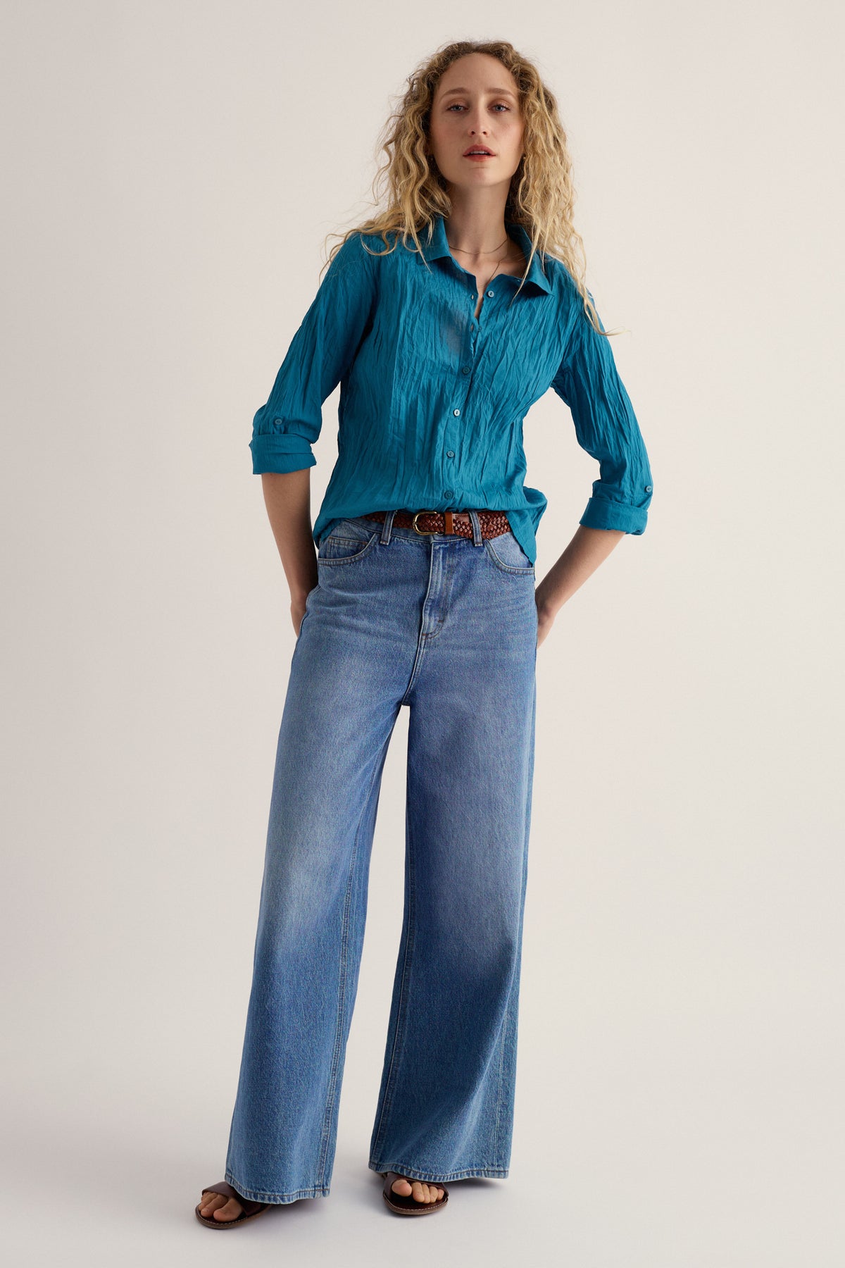 Larissa Plain Shirt in Crinkled Organic Cotton