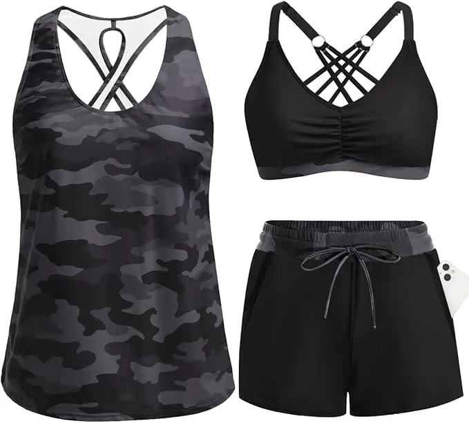 3 Piece Tankini with Shorts🔥Buy 2 Free Shipping