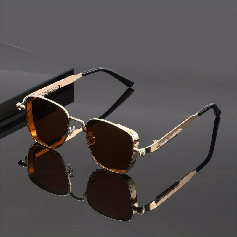 Vintage Steampunk Square Metal Frame Glasses