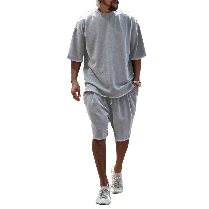 Herren Freizeitanzug mit Shorts, einfarbig, zweiteilig
