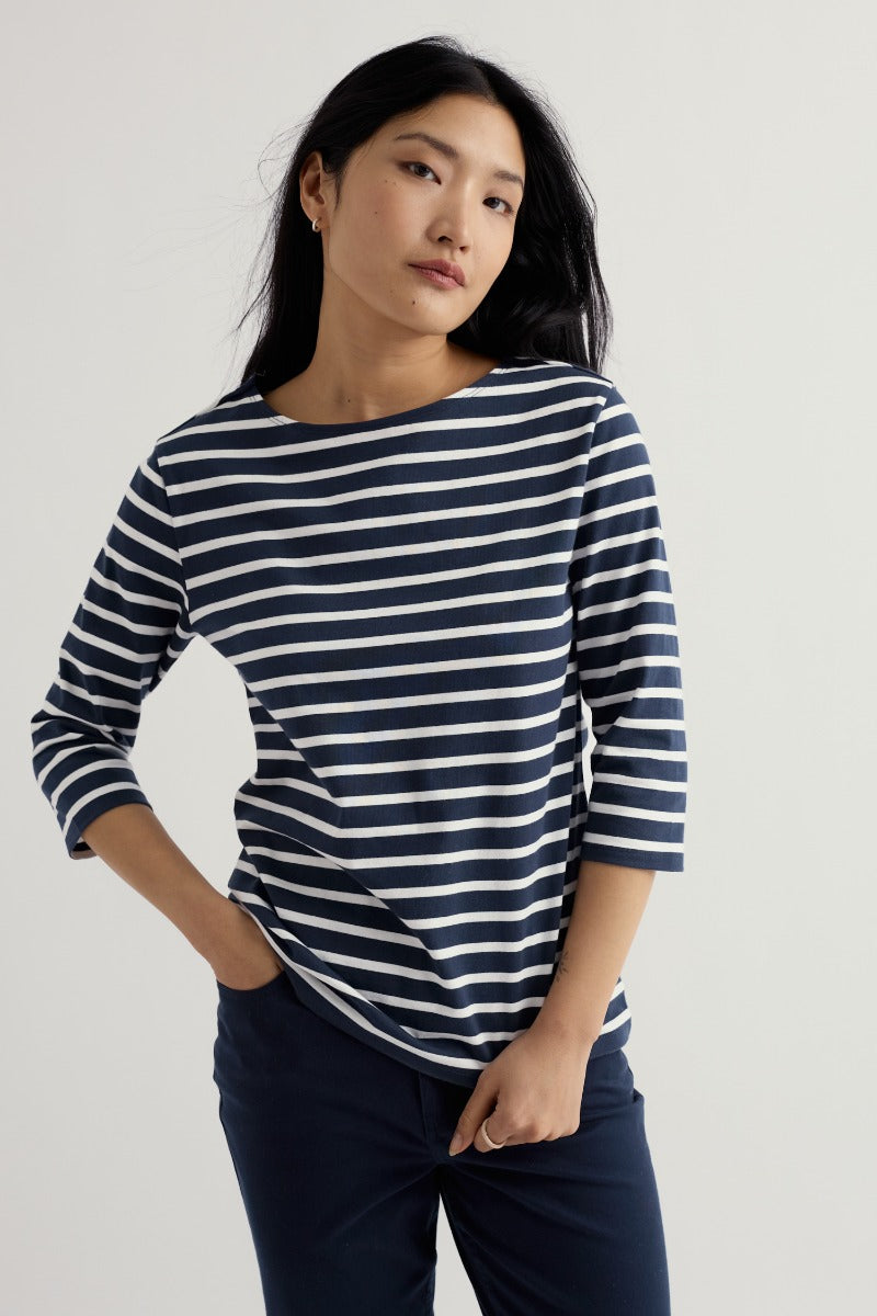 Sailor 3/4 Sleeve Top in GOTS-Certified Organic Cotton Jersey