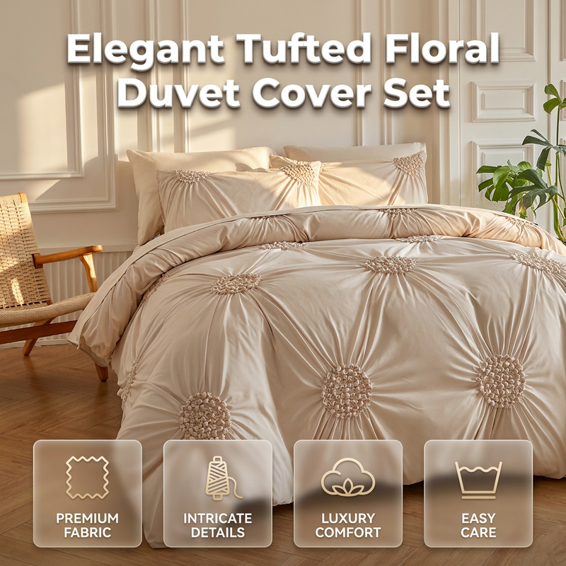 📢📢50% OFF !! ⏰Elegant Pinch Pleat Duvet Cover Set