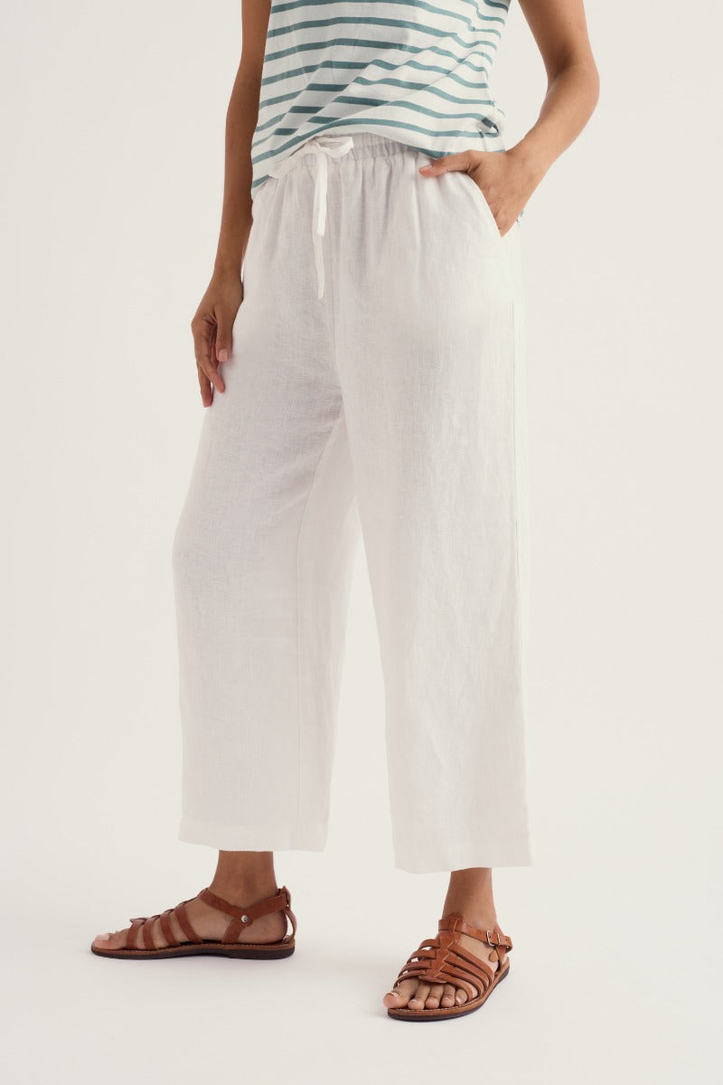 Tide Flow Wide Leg Linen Crops